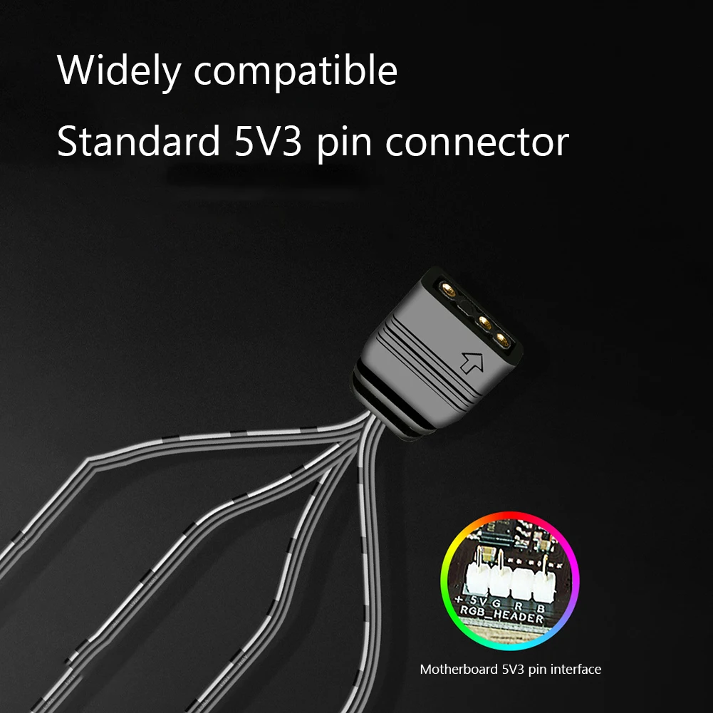 COOLMOON PWM разветвитель вентилятора 5 в 3Pin Удлинительный кабель 30 см от 1 до 2/4 RGB
