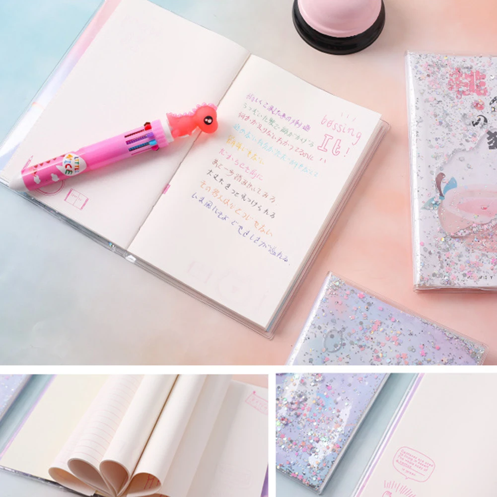 Блокнот в виде русалки с сыпучим песком блестящий красивый розовый фиолетовый