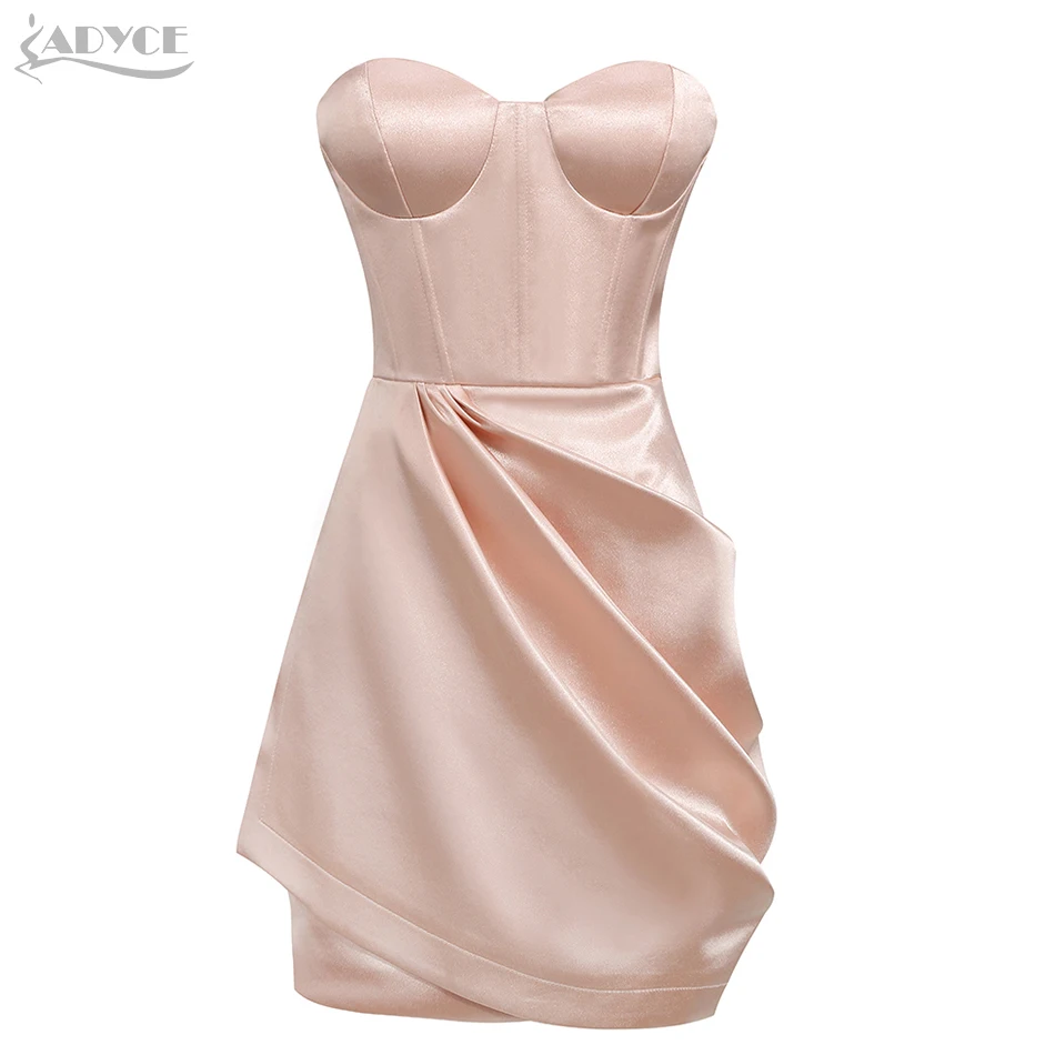 

Adyce New Summer Fashion Black Sleeveless Mini Dress Women 2021 Sexy Strapless Draped Club Party Celebrity Evening Runway Dress