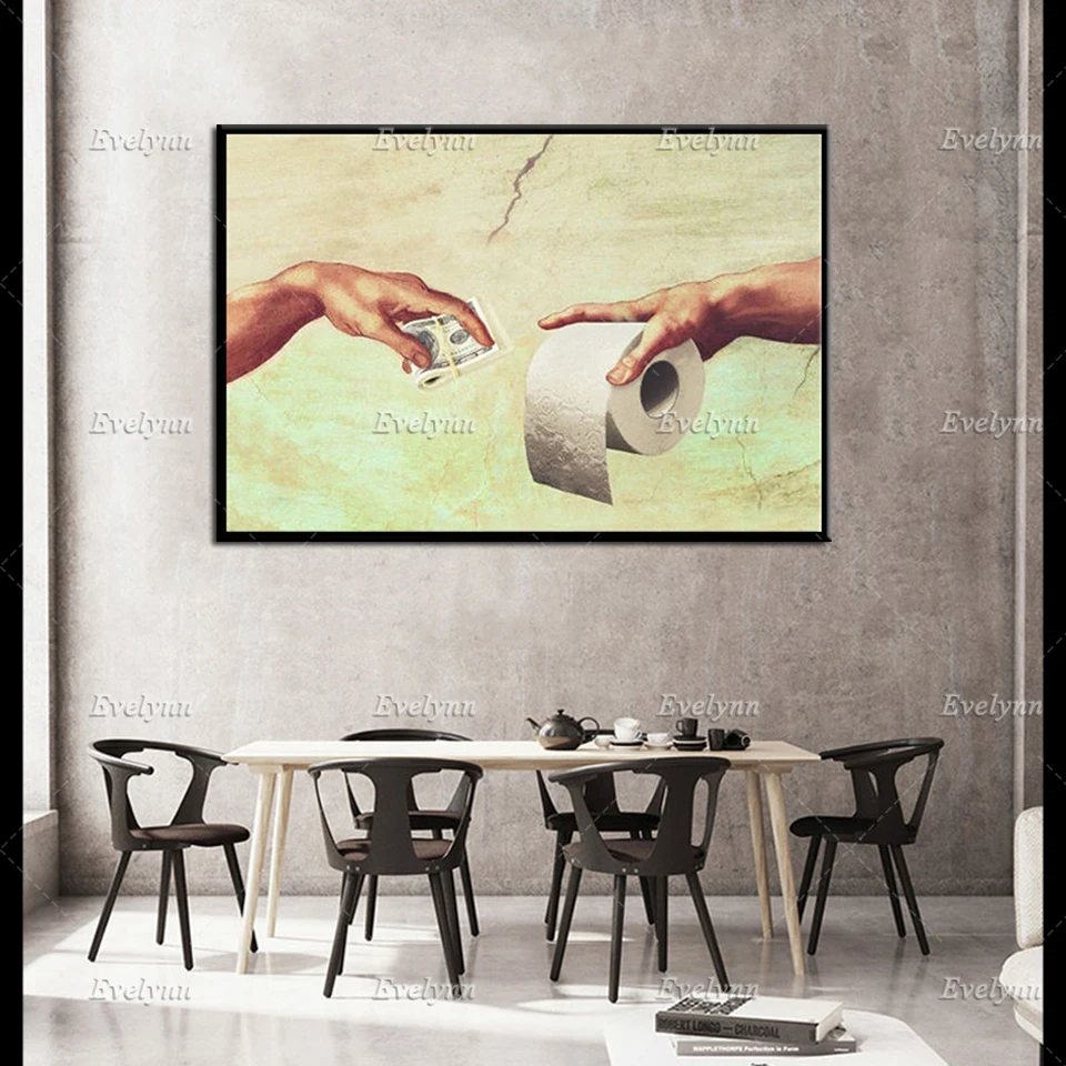 Туалетная бумага недостаток 2020 Микеланджело мотивационный холст художественный