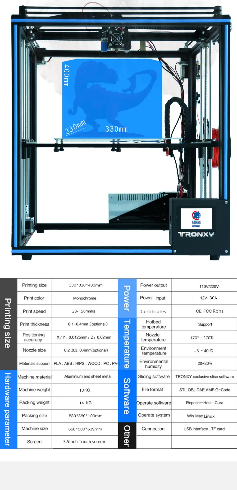 Новейший Tronxy DIY Собранный X5SA алюминиевый экструзионный 3d принтер набор для печати с сенсорным экраном и автоматическим выравниванием
