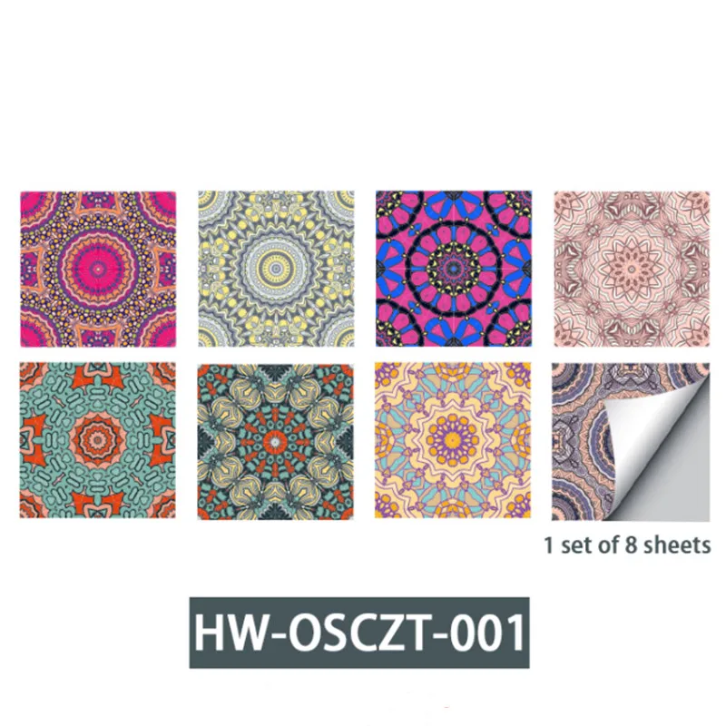 

Tile Stickers Set 8 Pcs Vinyl Adhesive Paper Tiles Sticker for Backsplash Staircase Home Decor Furniture Kitchen Tiles Sticker