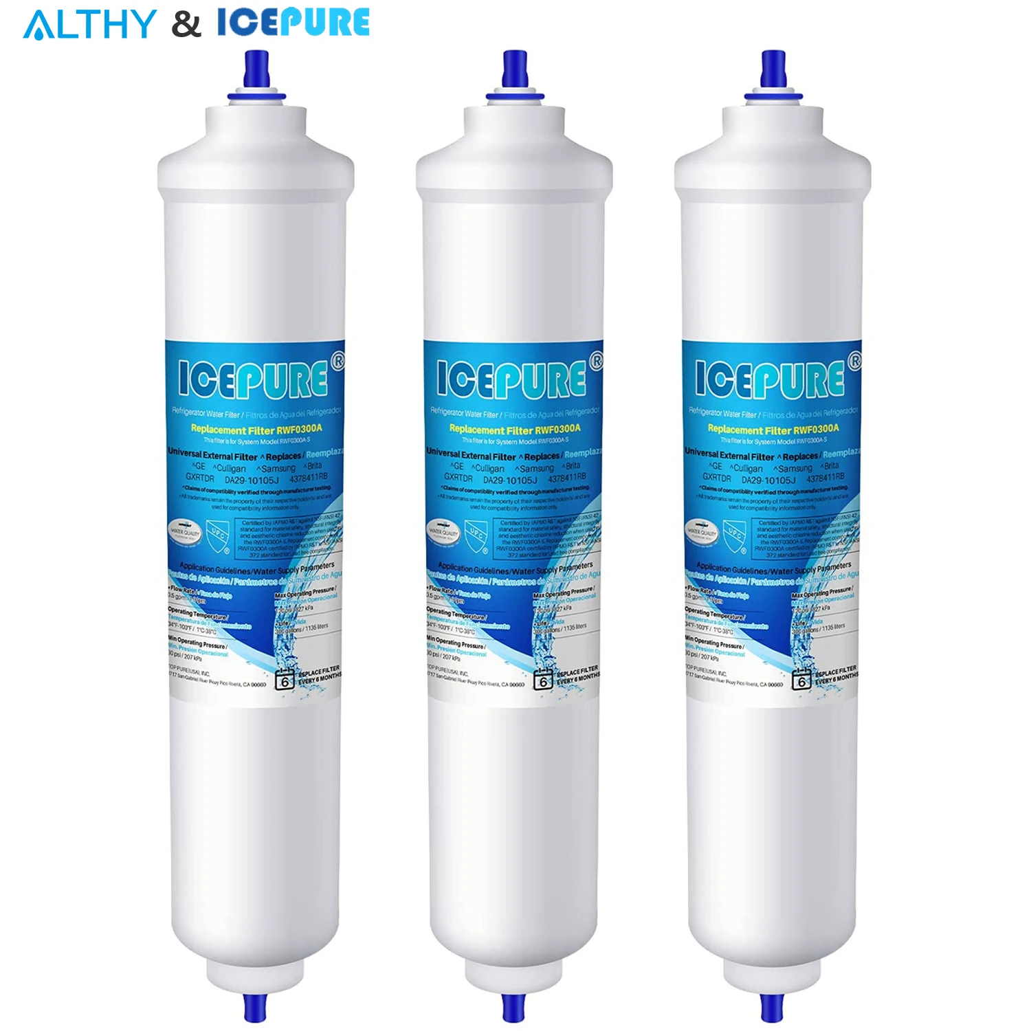 ICEPURE Refrigerator Inline Water Filter Purifier Replacement for Samsung DA29-10105J HAFEX/EXP, LG 5231JA2010B, GE GXRTQR