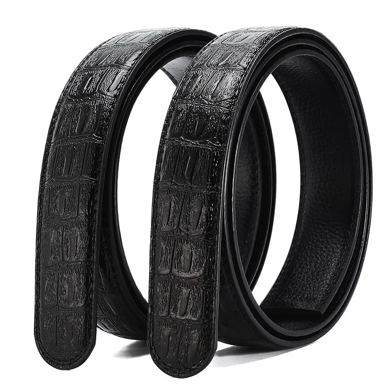 

2021 New Crocodile Pattern Automatic Buckle Belt Business Casual Dark Black Design Leather Wild Melon Seed Pattern Luxury Belt