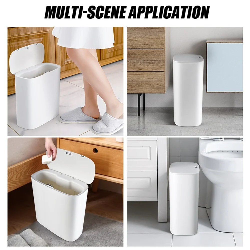 

Smart Sensor Trash Can Electronic Automatic Household Bathroom Toilet Waterproof Narrow Seam Sensor Bin Smart Home-Trash Can