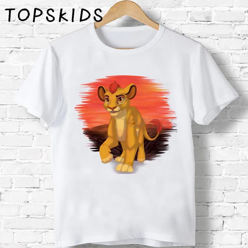 Коллекция года, Детская футболка с милым Simba и рисунком льва детская одежда с забавными животными для мальчиков и девочек детская летняя футболка HKP5315