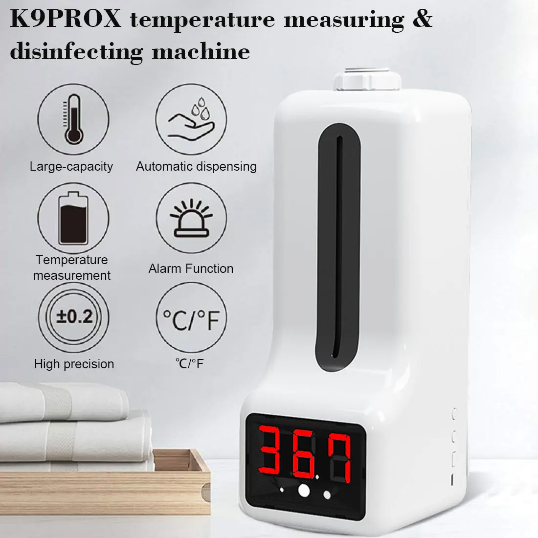 

Цифровой термометр K9 PROX, домашний инфракрасный гигрометр с автоматическим датчиком температуры мыла, с сигналом дезинфекции и настенным кр...