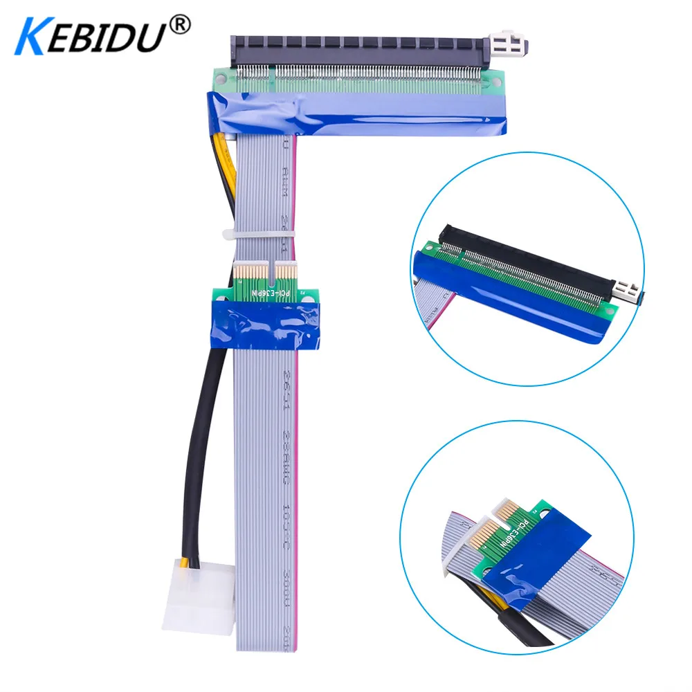 Kebidumei 30 см PCI-E 1X до 16X гибкий удлинитель расширитель Riser с кабелем питания для
