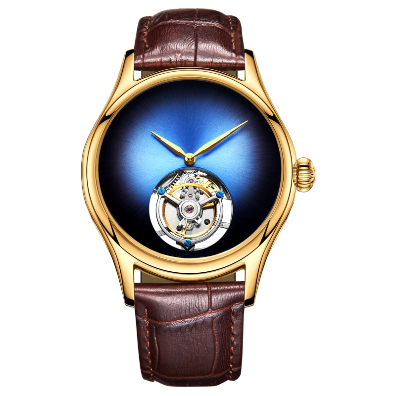 

Retro Tourbillon Watch Automatic Mechanical Sapphire Mirror Top Luxury Business Men Wristwatch Personality Tough Guy Male Clock