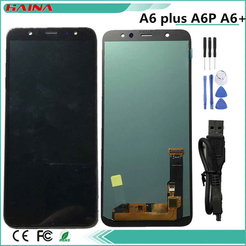 ЖК-дисплей для samsung Galaxy A6 A6 plus A605 J805 ЖК-дисплей кодирующий преобразователь сенсорного экрана в сборе