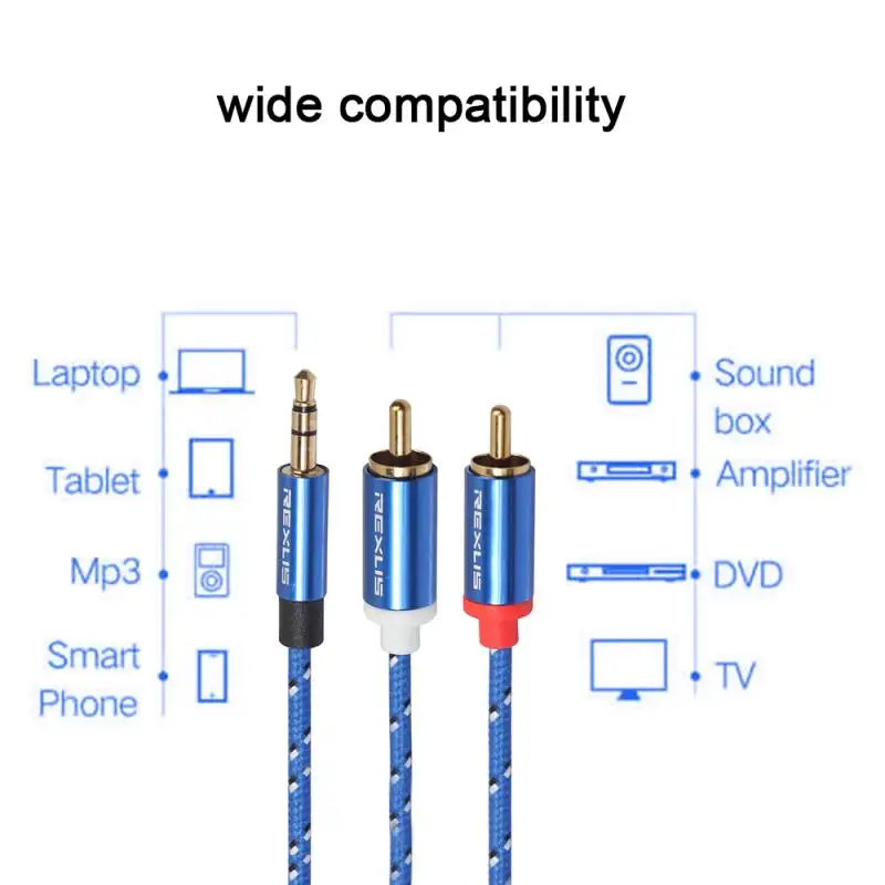 

3.5mm To 2 RCA Aux Cord Audio Cable Headphone Splitter Adapter Cable For Phone MP3 Player Tablet PC Audio Cable For Home Audio