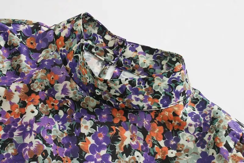 Женская винтажная блузка кимоно с цветочным принтом плиссированная рубашка