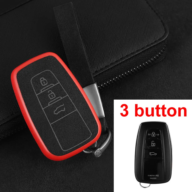 3 Button Red Чехол для ключей для Toyota Camry CHR Corolla RAV4 Avalon Land Cruiser Prado Prius 2 3 кнопки - Название цвета: 3 Button Red