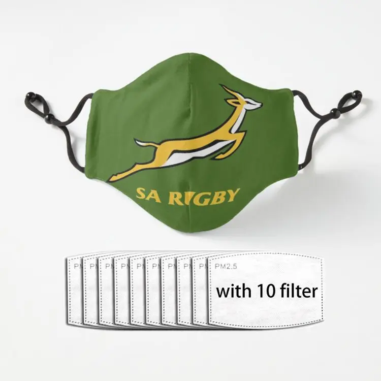 

Респираторная маска для регби Springboks, забавная маска на половину лица в стиле хип-хоп, одноразмерная маска для вечеринки