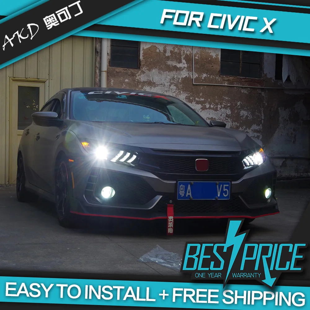 АКД автомобилей Стайлинг фар для Honda Civic G10 2016 2018 Mustang Тип фары светодиодный