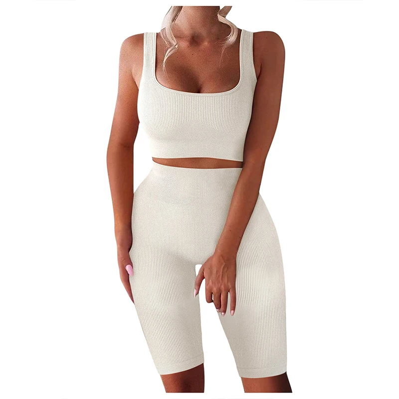 

Seamless Breathable Yoga Suit Vest Gym Clothing Two Piece Workout Tracksuit For Ladies High Waist Sets Sport Fitness Outfits XL