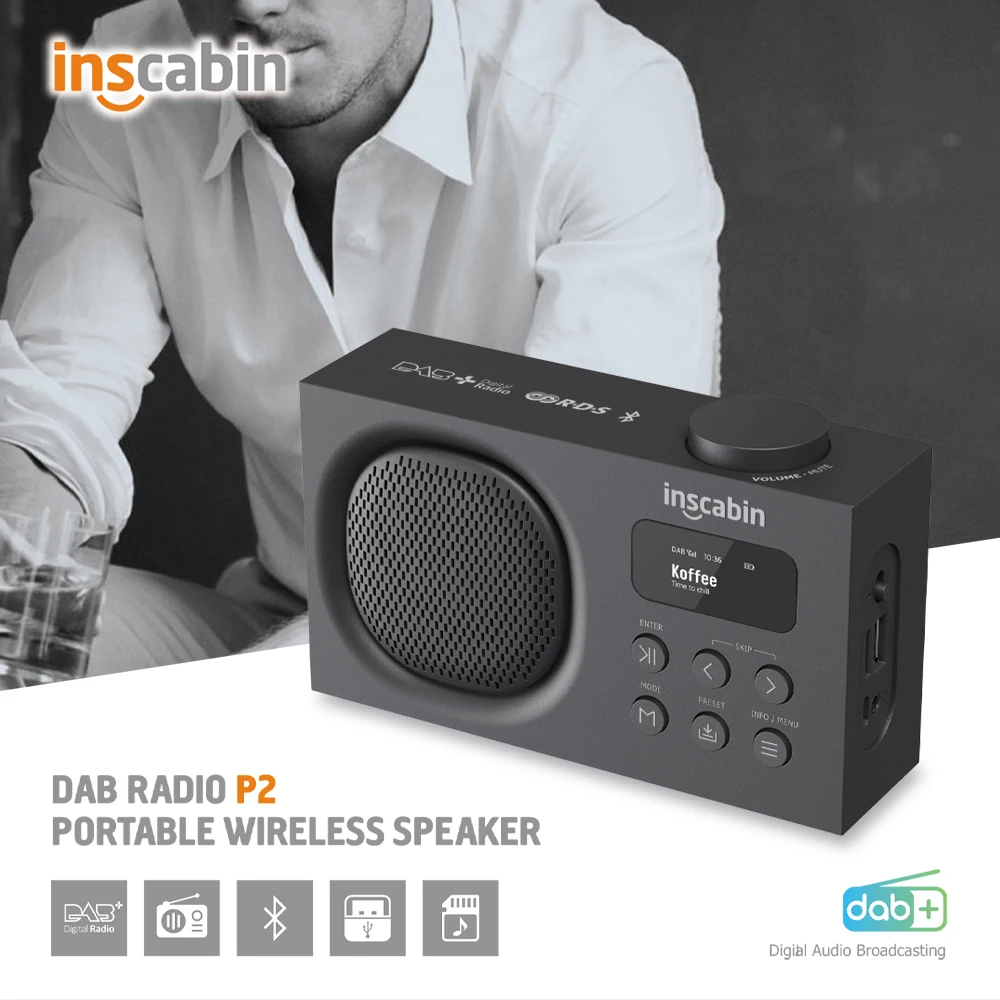 Портативный цифровой радиоприемник Inscabin P2/P9 DAB/DAB + FM/беспроводной динамик с