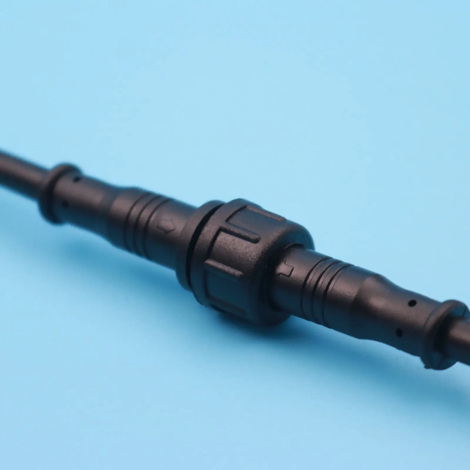 IP65 Waterproof Connector 0.3mm Male & Female Black Cable 2Pin 500V 3A Durable