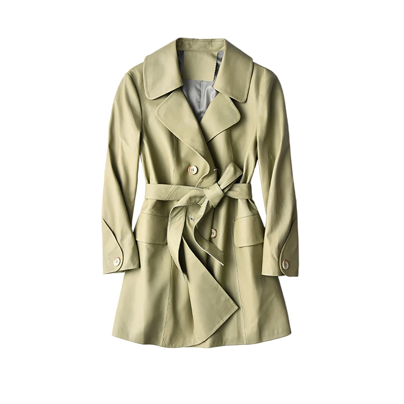

Куртка SHUCHAN из овечьей кожи, двубортная женская осенняя одежда из натуральной кожи с регулируемой талией в Корейском стиле, высокое качеств...