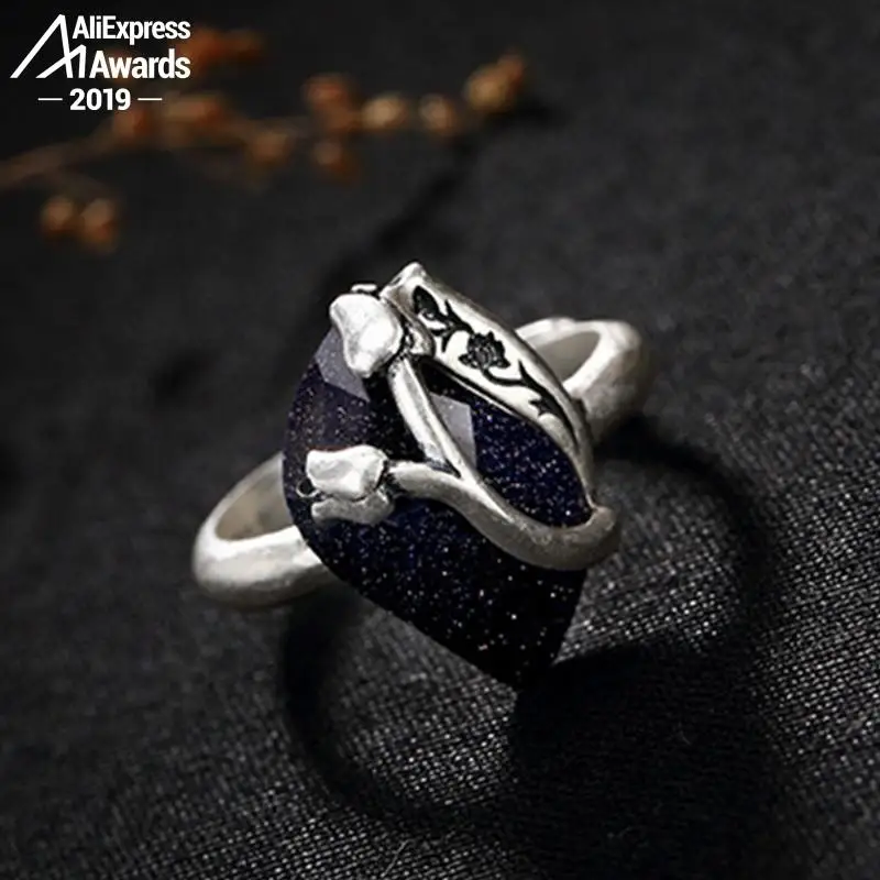 Роскошное кольцо с сапфиром из Польши S925 в античном магазине Женское китайском