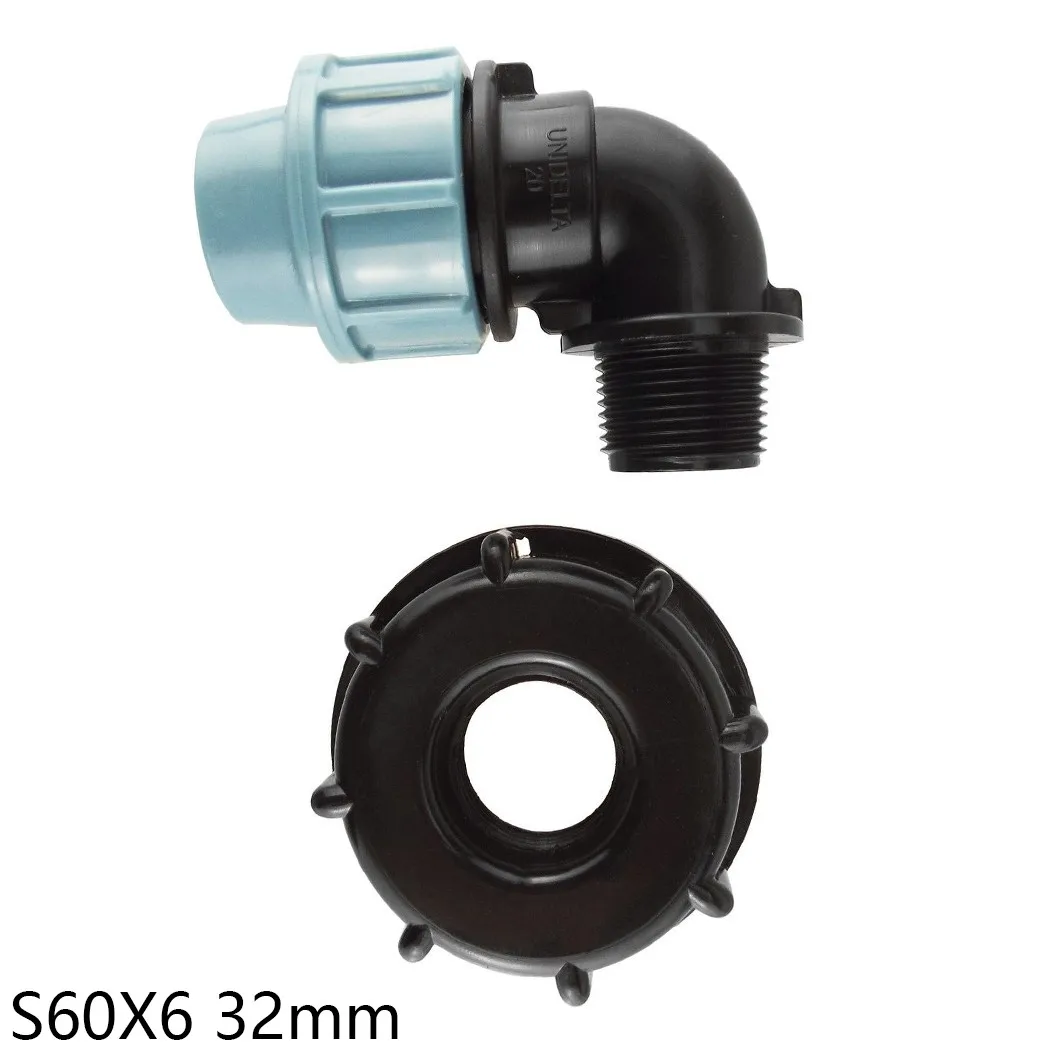

IBC Tank Adapter S60X6 For MDPE Elbow Pipe Fitting 32mm BSPF Adapter Garden Hose Faucet Connector Replacement Valve Fitting