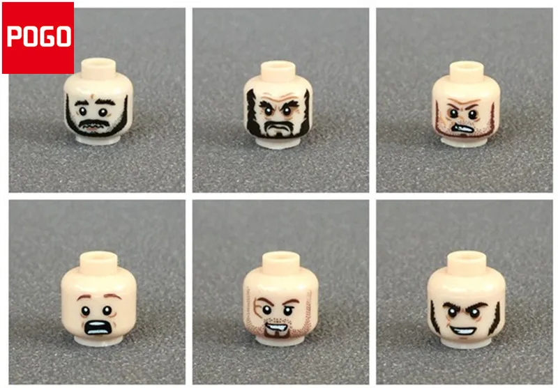 30 шт./лот POGO Actional Figure Beard Face Expression DIY обучающие строительные блоки игрушки для