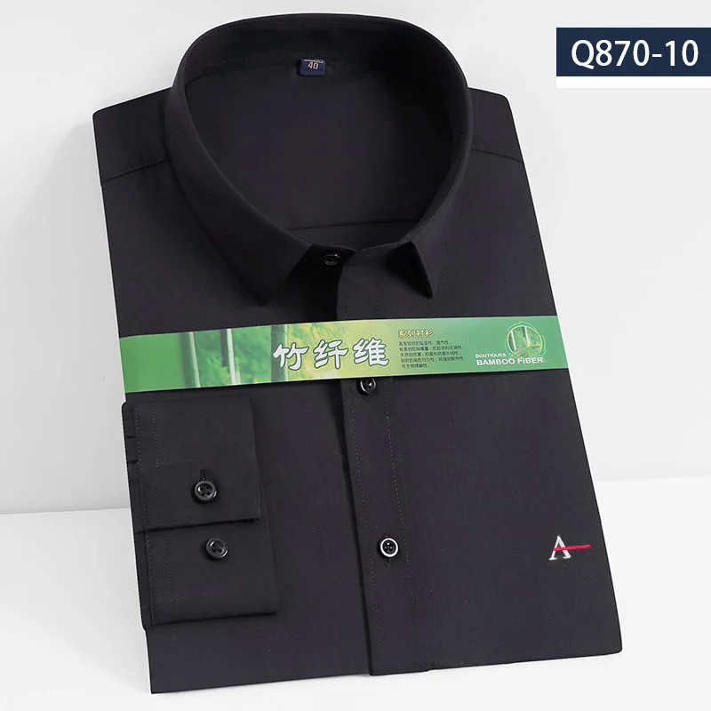 2021 Reserved Aramy Camisa Men's Shirt Long Sleeve Cotton Lapel Bamboo Fiber Pure Color Casual Slim Embroidered LogoDirect Sales