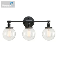 permo 3 light wall sconce bathroom vanity light black sconce light fixture with 5 9 inches round glass canopy black
