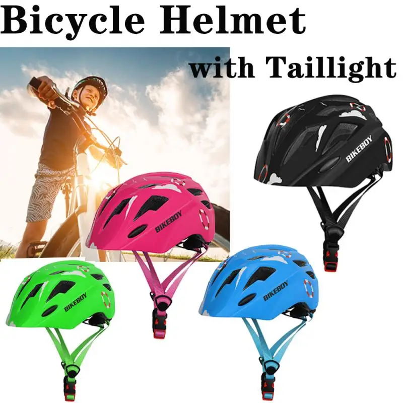 

48-52cm BIKEBOY Children Bicycle Helmet With Taillight Kids Safety Protection Sport Cycling Cap Road Bike Unisex Integral Helmet