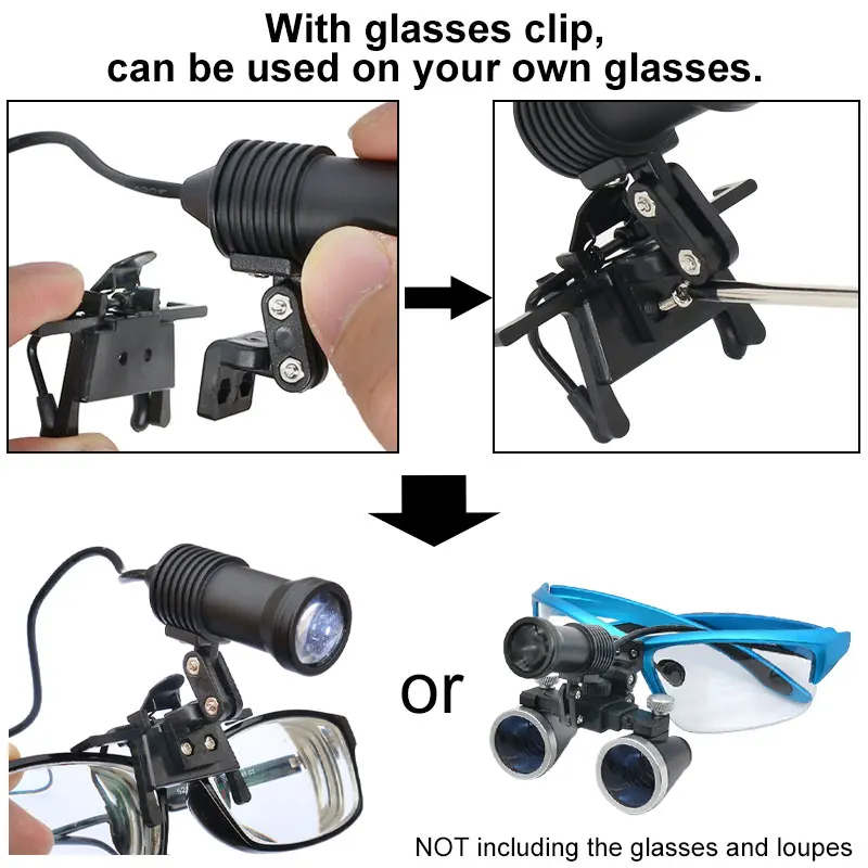 LED Headlight for Dental Loupe Spotlight Illuminator with Glasses Clip Medical Beauty Surgery Oral Cavity Dentist | Инструменты