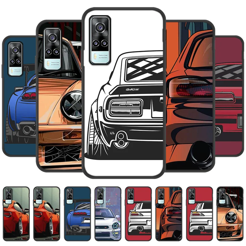 

Cartoon Car Tail Light Case For Vivo V20 SE V15 X27 X30 X50 Pro Y22 Y21 Y25 Y20 Y20I Y19 Y17 Y11 X9S X9 X7 X20 Plus X23 X21 Capa