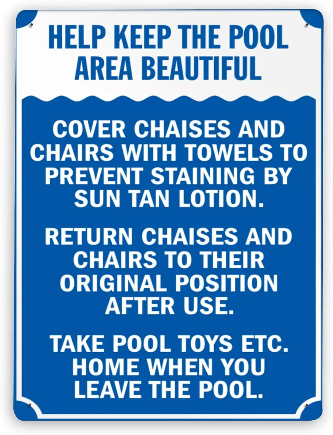 

578 Warning Sign,Pool Safety Sign Help Keep Pool Area Beautiful, Pool Area Instructions,Tin Painting Wall Decor Traffic Sign