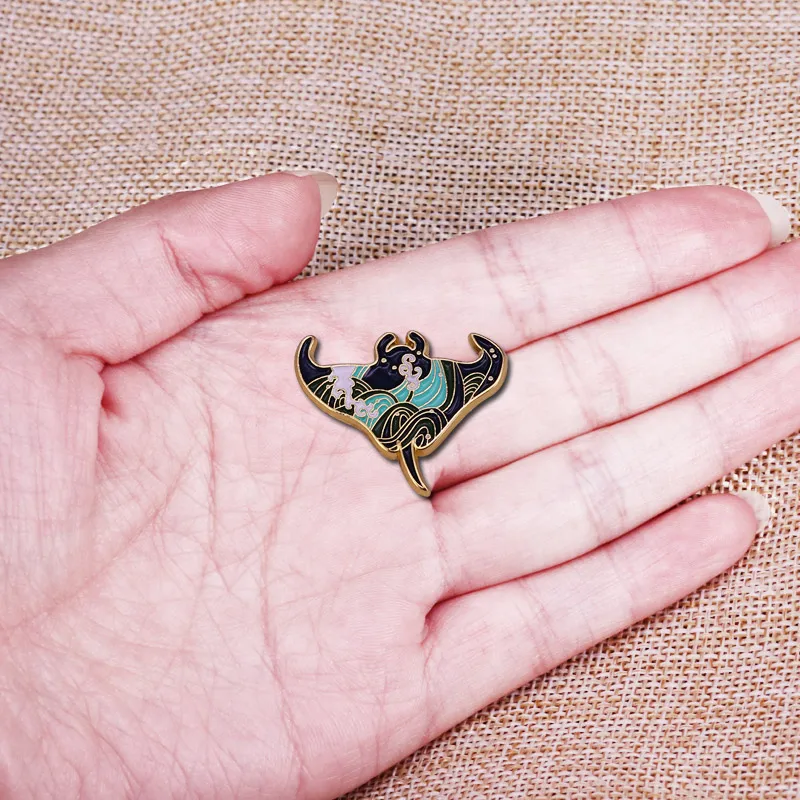 Маджестическая брошь Манта-Рей психоделические и прекрасные существа морской