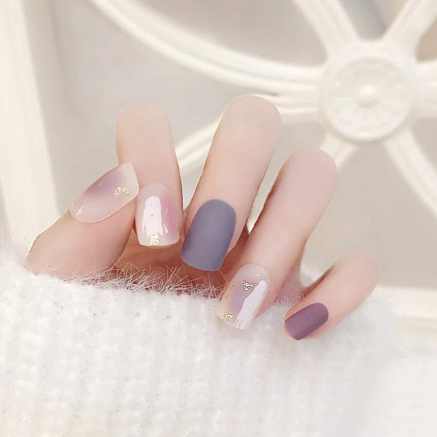 24pcs/box New Matte Frosted Fake Nails DIY Fashion Charm Professional Nail Products | Красота и здоровье