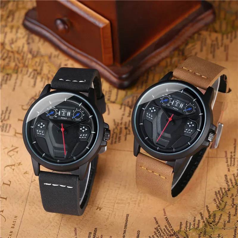 Новые трендовые Мужские часы с циферблатом для автомобиля повседневные