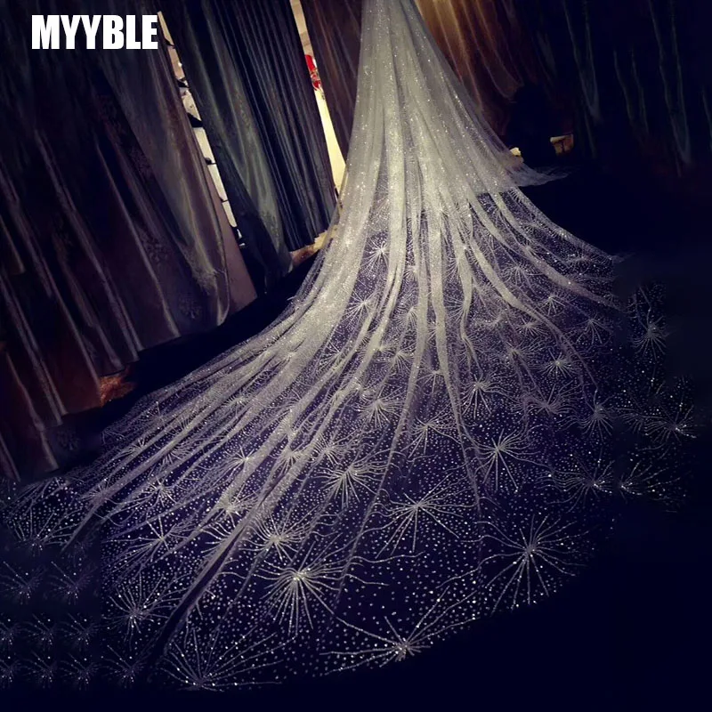 Фата свадебная MYYBLE блестящая подвеска Bling Свадебная со шлейфом 3 метра роскошная
