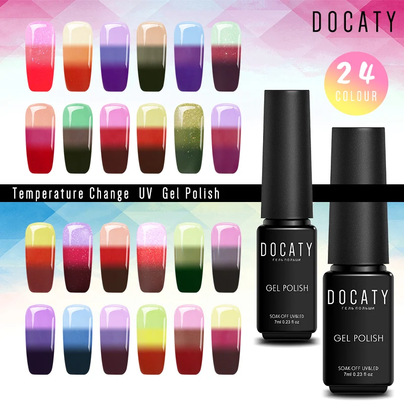 Термо лак Docaty для ногтей полуперманентный Гель УФ светодиодная лампа маникюра