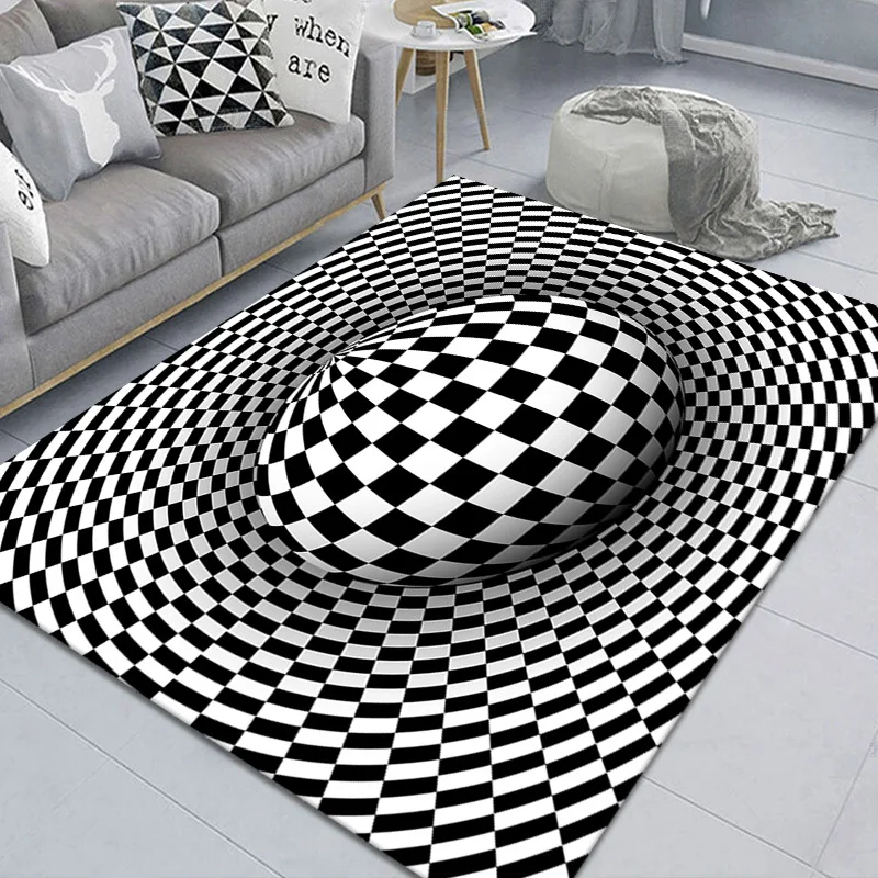 

3D Living Room Square Visual Trap Carpet Soft Crystal Velvet Cute Floor Mat Bathroom Carpet Circle Rug Kitchen 3D Rugs 1pc