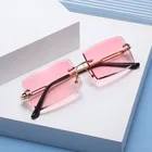 Очки солнцезащитные женские квадратные, роскошные брендовые Модные прямоугольные солнечные очки без оправы, с градиентными зеркальными линзами в ретро стиле, винтажные