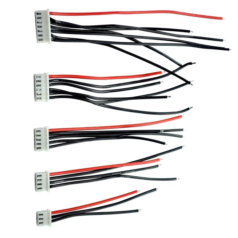 

10PCS/Lot 2S-6S Mixed Lipo Battery Balance Charger Cable 10CM 2S 3S 4S 5S 6S 22AWG Cable Soft Silicon Wire Plug For IMAX B3 B6