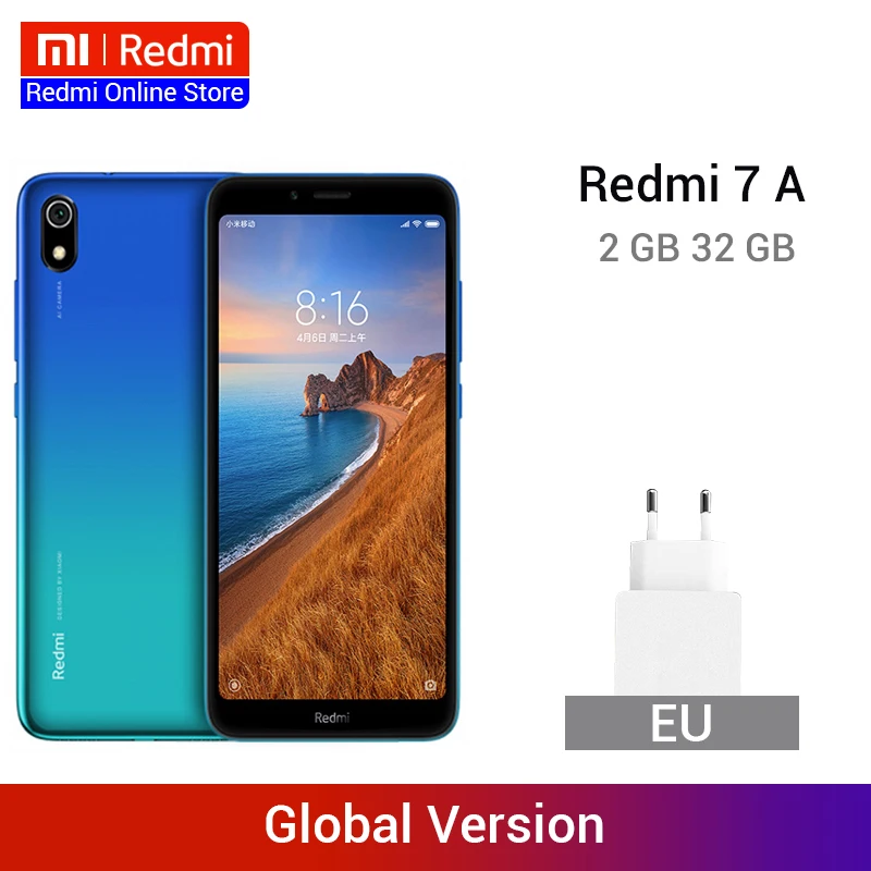 Xiaomi Redmi 7A 7 смартфон с восьмиядерным процессором Snapdargon 439 ОЗУ 2 Гб ПЗУ 32 ГБ 12 Мп 4000