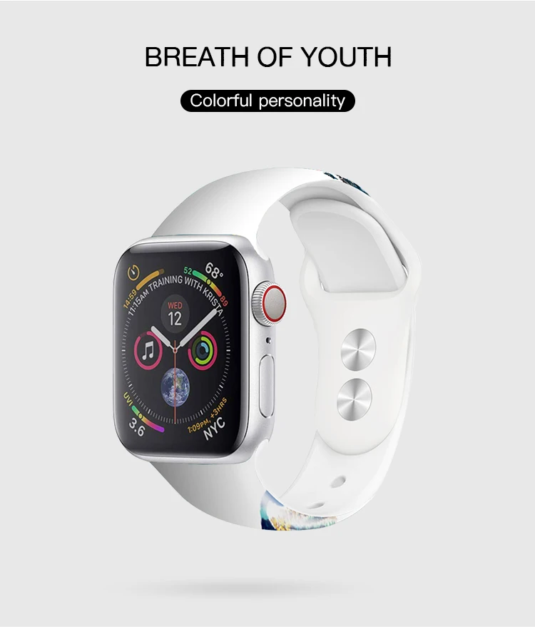 Спортивный силиконовый ремешок для Apple Watch Series 4 40 мм 44 мм силикагелевый ремешок стиль женский и мужской браслет 38 мм 42 мм для iwatch 3 2 1