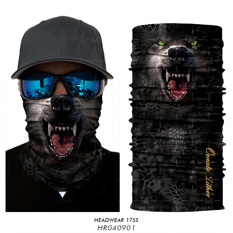 3D животных бесшовная Бандана Маска повязка на голову волка тигра Косплэй уход за