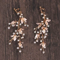 simple gold floral bridal earrings hand wired wedding accessories jewelry crystal women earring