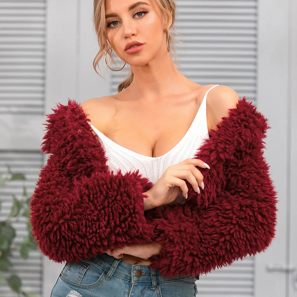 

Модная женская куртка, Короткое шерстяное теплое пальто из искусственного меха, Женское пальто, новая коллекция осень-зима 2021