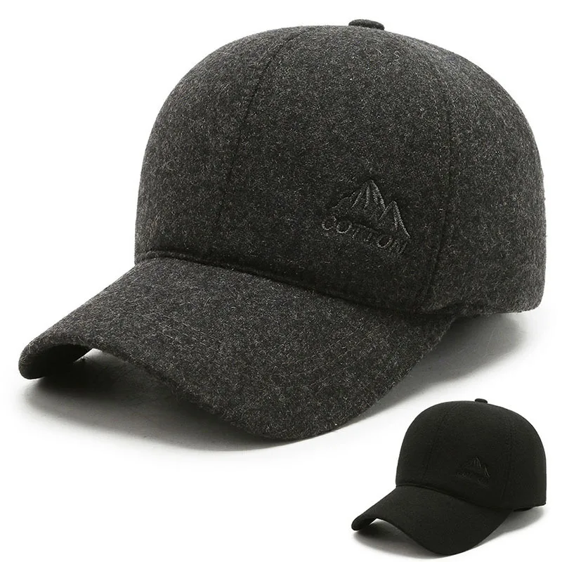 

2021 New COTTON hill embroidery winter baseball cap men women adjustable warm cap with earmuffs rebound cap trucker cap Dad hat