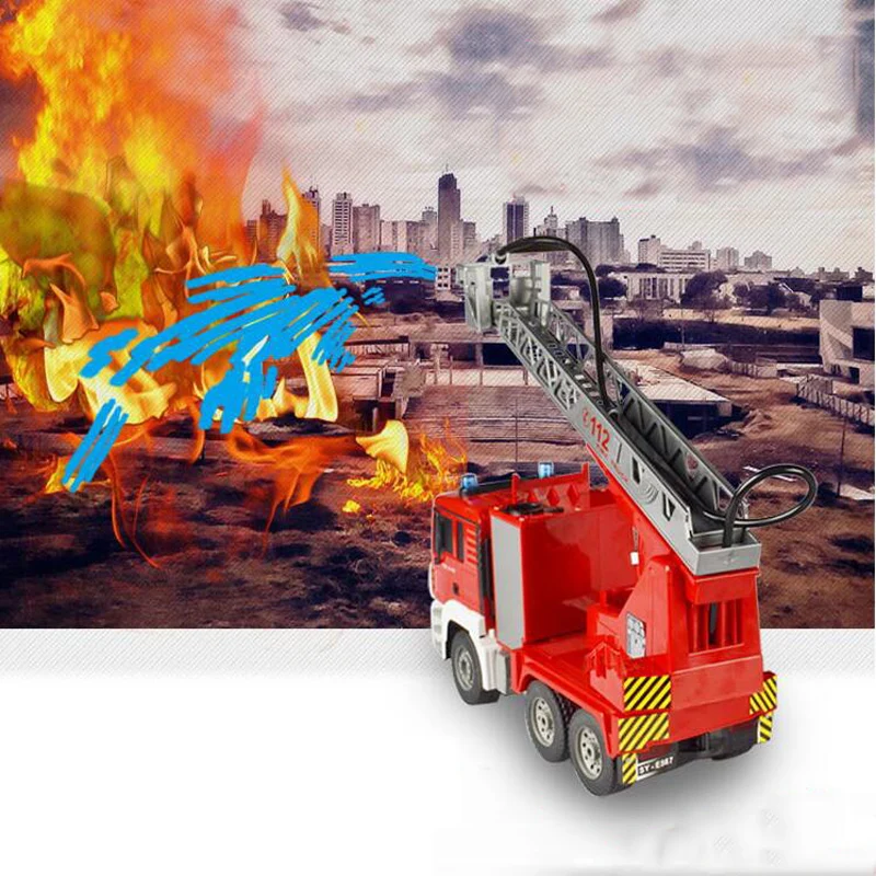 

Children's Remote Control Toy Car Simulation Ladder Telescopic Fre Truck Engineering Car Spray Car Children's Toys 1:20