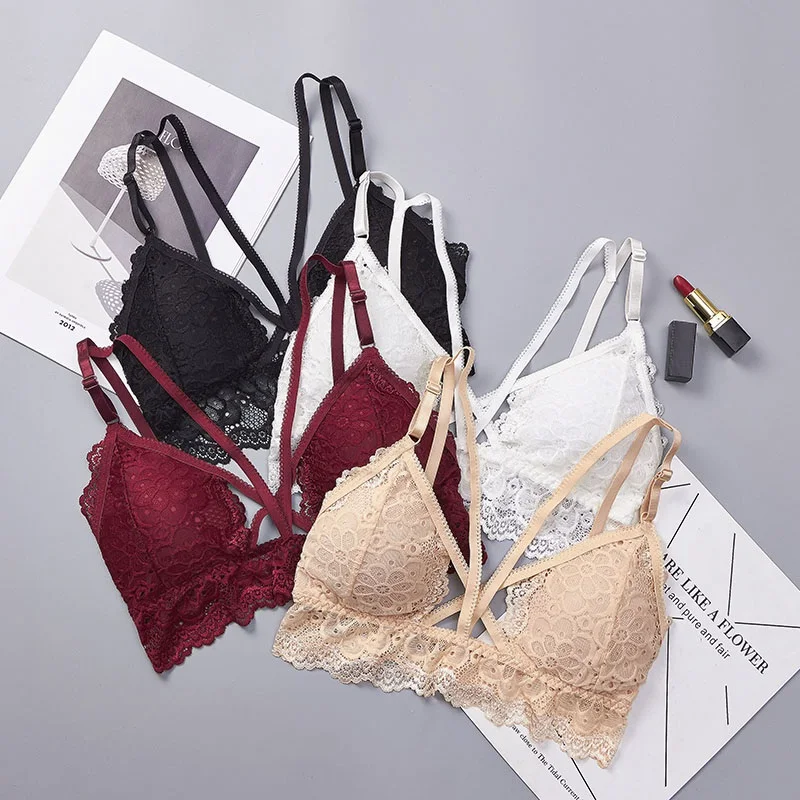 Women's Lace Bra Sexy Bralette Lingerie Women Seamless Padded Floral Brassiere Underwear | Женская одежда