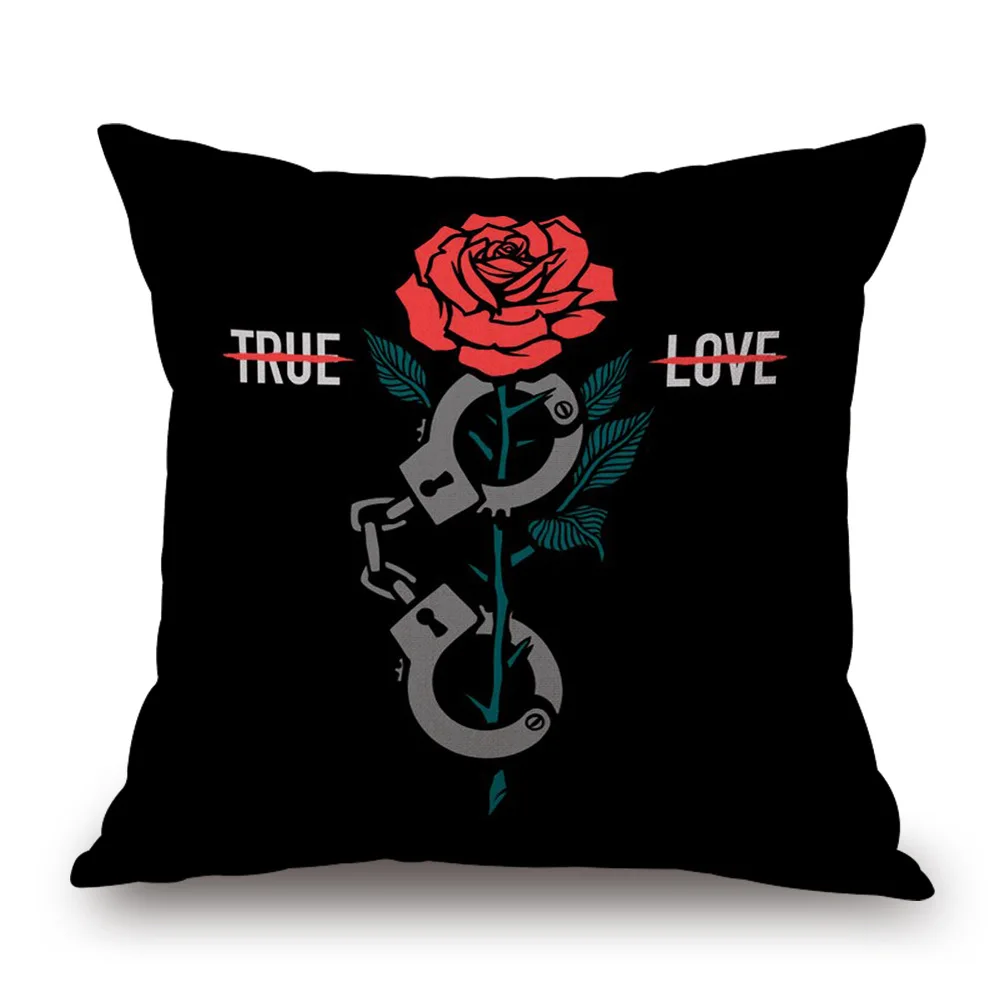 Чехол для подушки с принтом черепа и цветов модный креативный чехол дивана