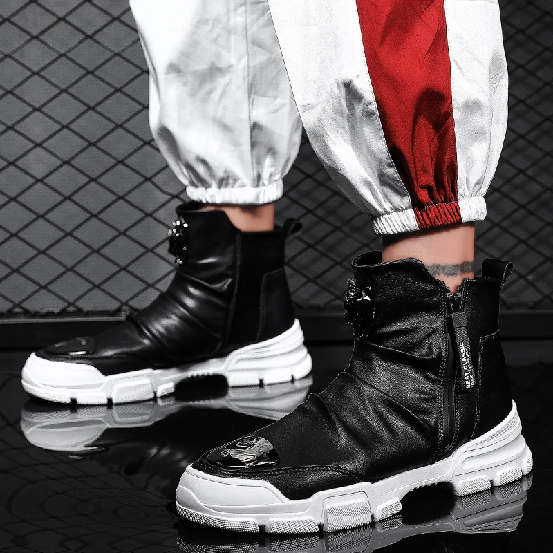 Мужские ботинки Новинка Кожаные полуботинки martin для мужчин высокие ковбойские